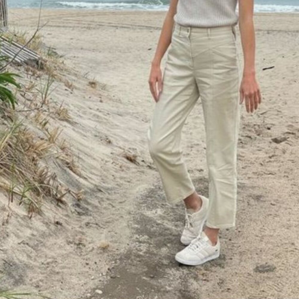 Aritzia Cream Straight-Leg Trousers